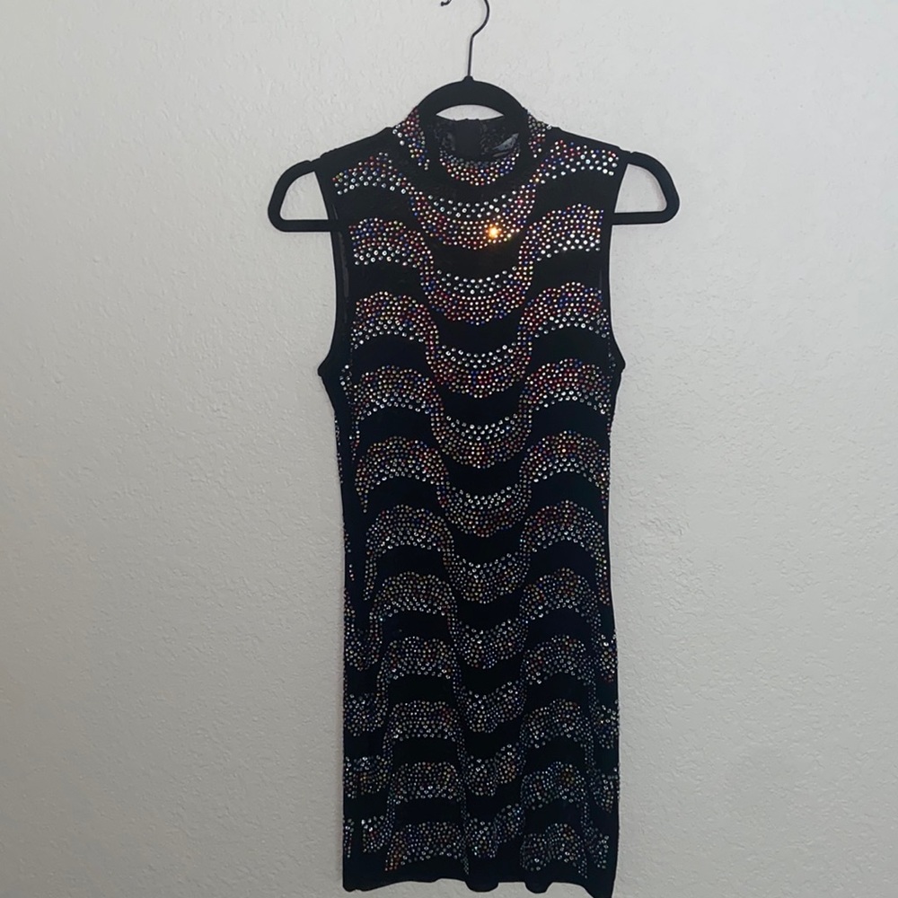 Black bedazzled see-through dress